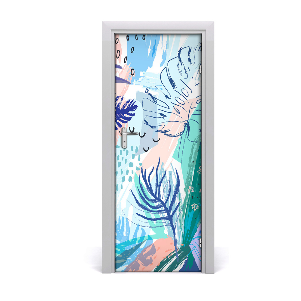 Tapeta na dveře Tropsko akvarelno lišće