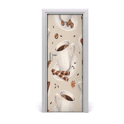 Samolepící fólie na dveře Kava i slatkiši