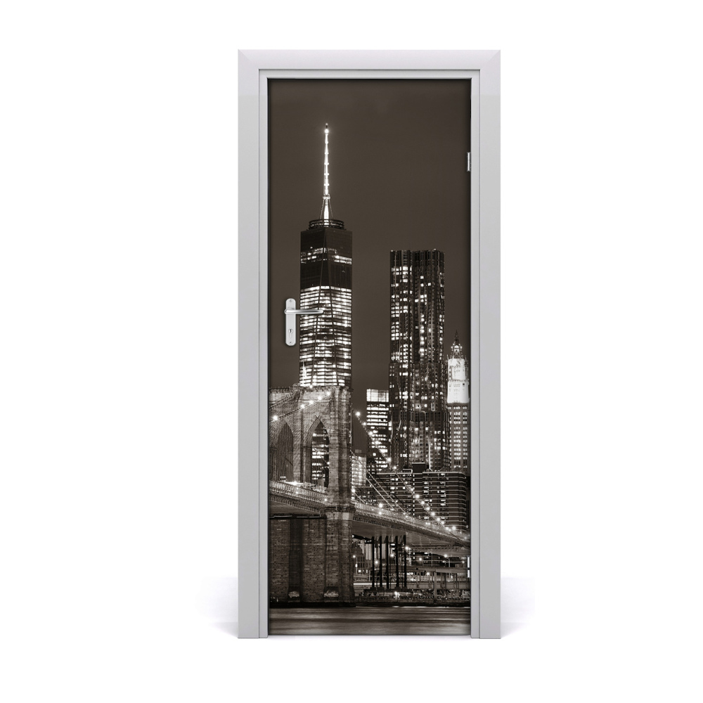 Samolepící tapeta na dveře Manhattan New York crno-bijelo