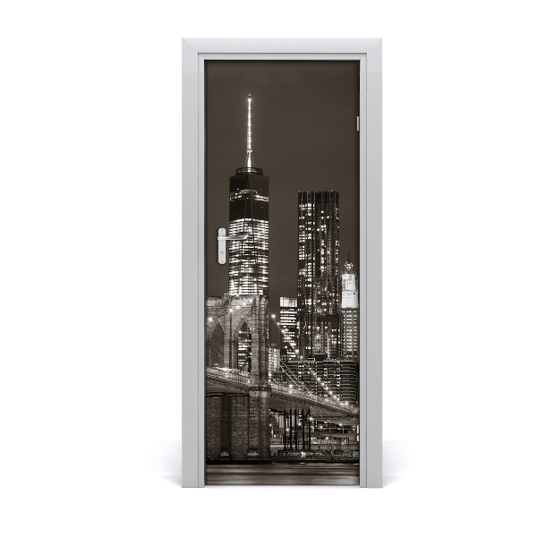 Samolepící tapeta na dveře Manhattan New York crno-bijelo