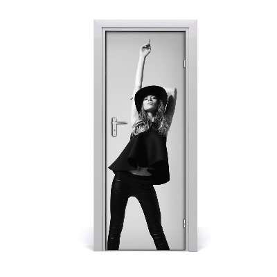 Tapeta na dveře s 3d efektem Žena u šeširu