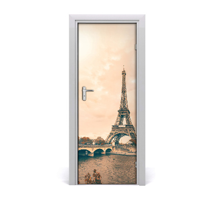 Tapeta na dveře s 3d efektem Eiffelov toranj sepija