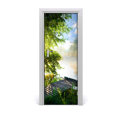 Tapeta na dveře s 3d efektem Drveni most preko jezera