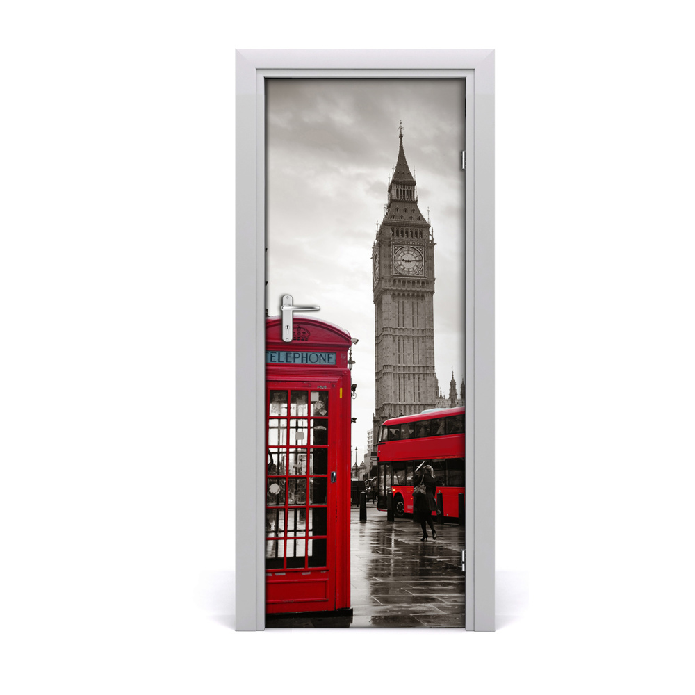 Samolepící fólie na dveře Big Ben London crvena autobusna govornica