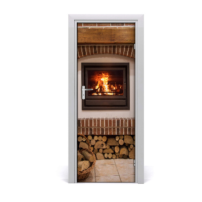 Tapeta na dveře Kamin i ogrjev
