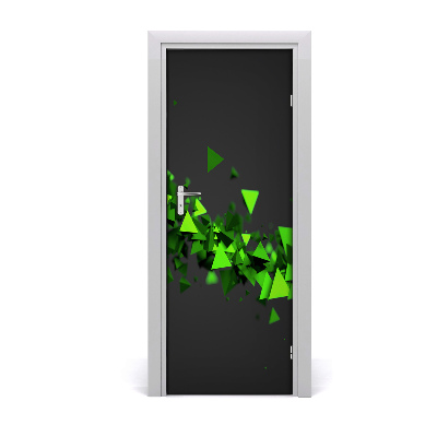Tapeta na dveře Zeleni trokuti na crnoj pozadini