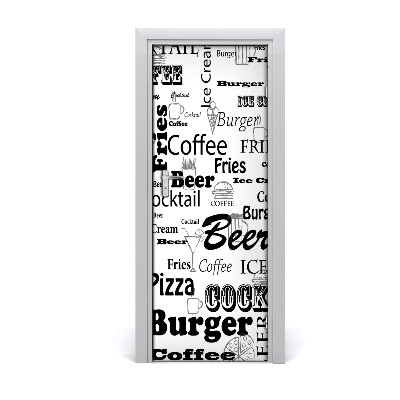 Tapeta na dveře Crno bijeli jelovnik restorana