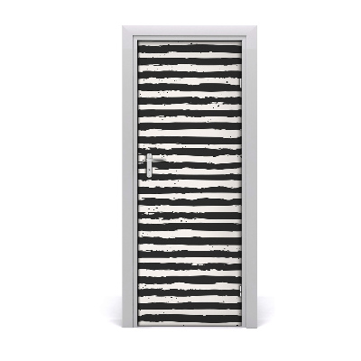 Samolepící fólie na dveře Crno-bijele horizontalne pruge