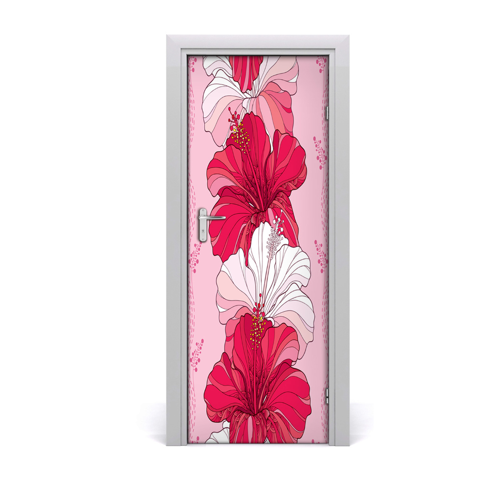 Tapeta na dveře Ružičasti hibiskus