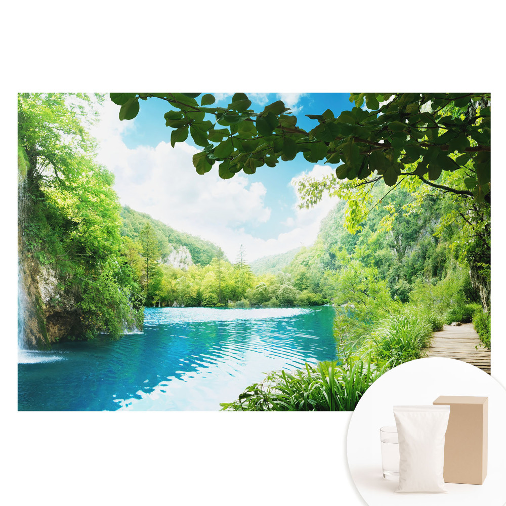 Netkaná tapeta Lesy, vodopády, jezero