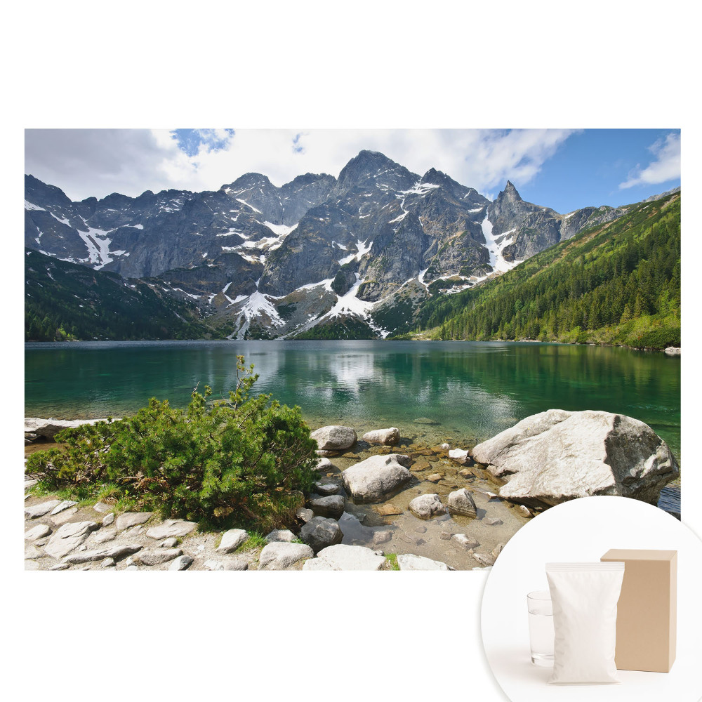 Netkaná fototapeta Hory odrážející se v jezeře