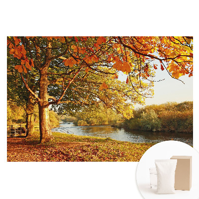 Netkaná tapeta s potiskem Podzimní říční krajina, klidné barvy