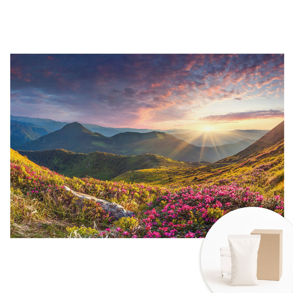 Fotografická tapeta na netkané textilii Horská krajina zalitá sluncem