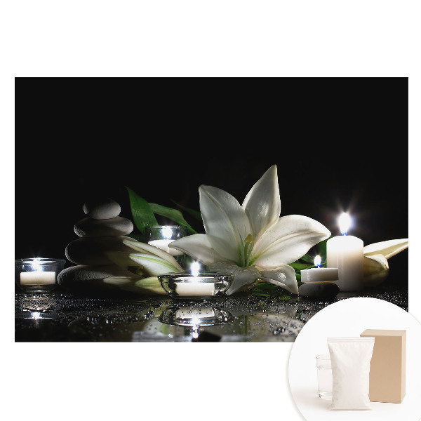 Velká fototapeta na zeď Lilie s kameny a svíčkami