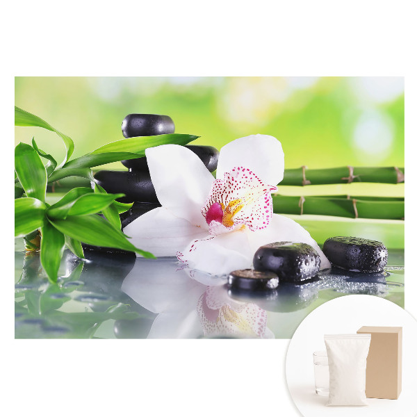 Fototapeta s potiskem na netkané textilii Orchidej a kameny obklopené bambusem