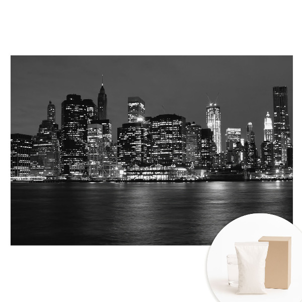 Velká fototapeta na zeď Panorama města v noci s odrazem ve vodě