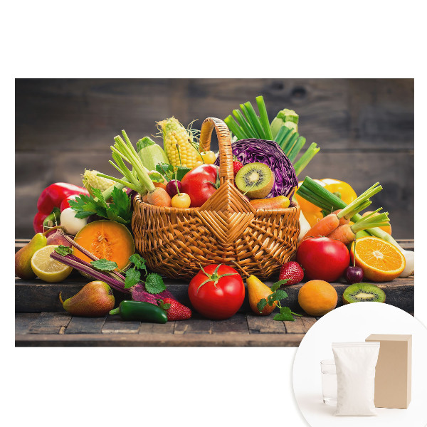 Netkaná fotografická tapeta Košík plný přírody