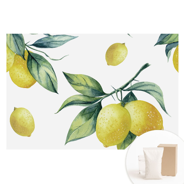 Netkaná tapeta s potiskem Citronový vzor šťavnatě zelený