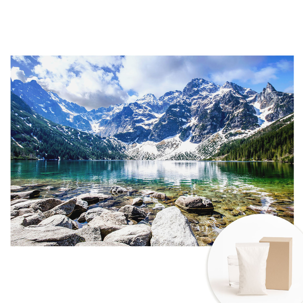 Velká fototapeta na zeď Horské jezero a vrcholky inspirují svým klidem