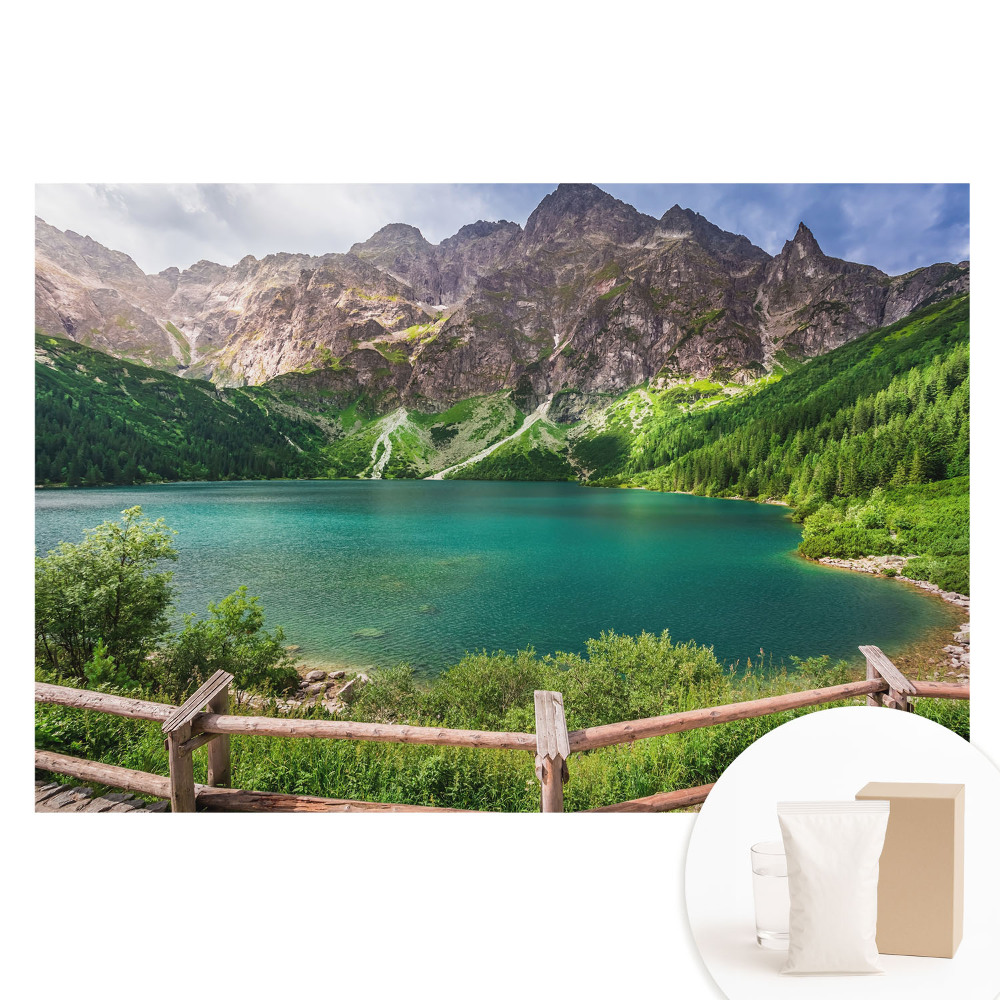 Netkaná fototapeta Horské jezero obklopené zelení