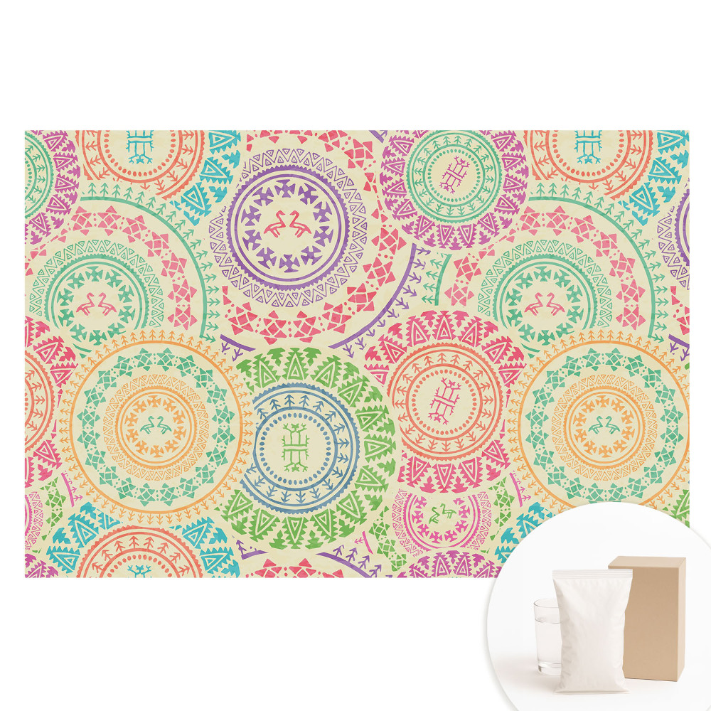 Netkaná fotografická tapeta Mandaly v boho stylu v pastelových barvách
