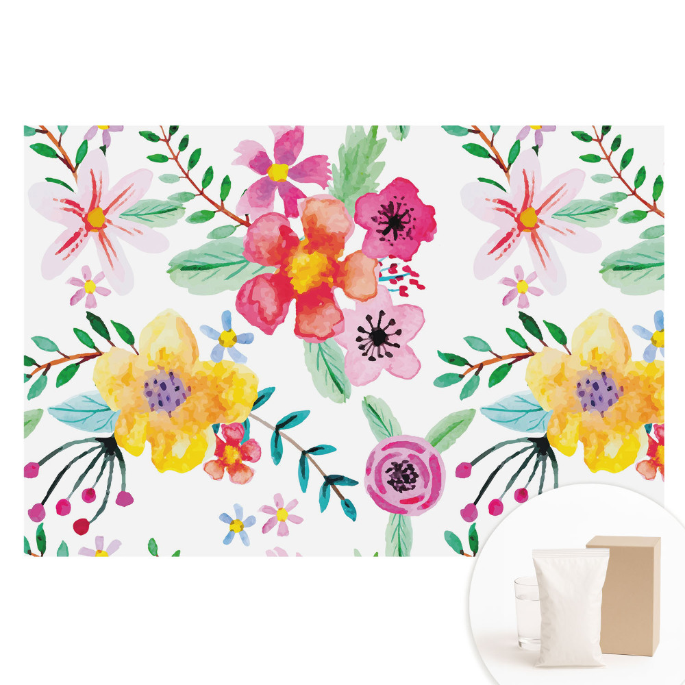 Fotografická tapeta na netkané textilii Barevné akvarelové květiny
