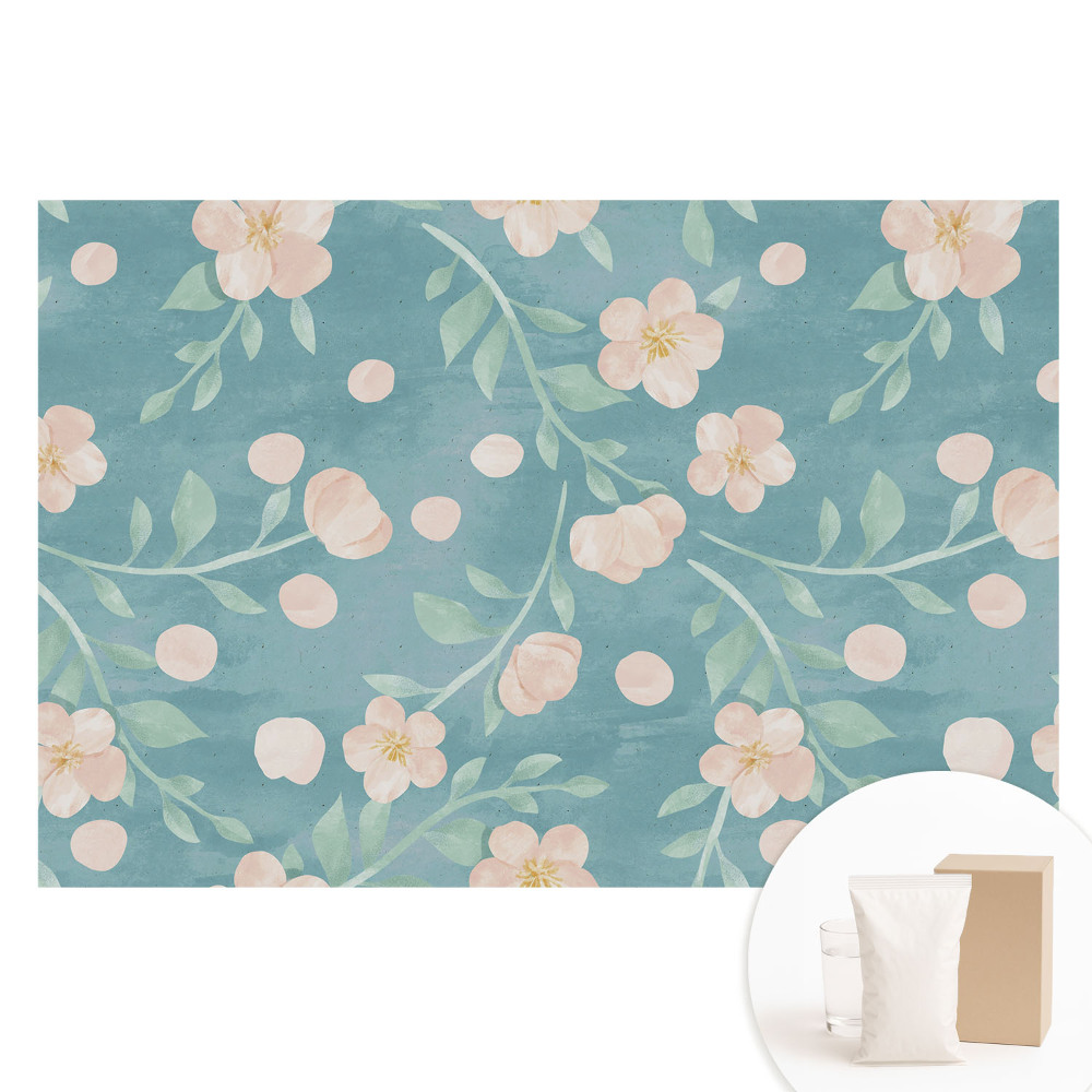 Netkaná tapeta s potiskem Pastelové květiny a listy