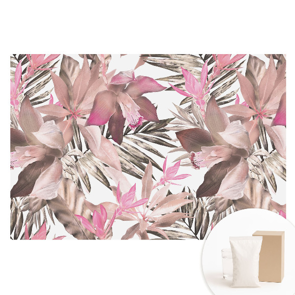 Fototapeta s potiskem na netkané textilii Harmonický vzor s pastelovými exotickými květinami