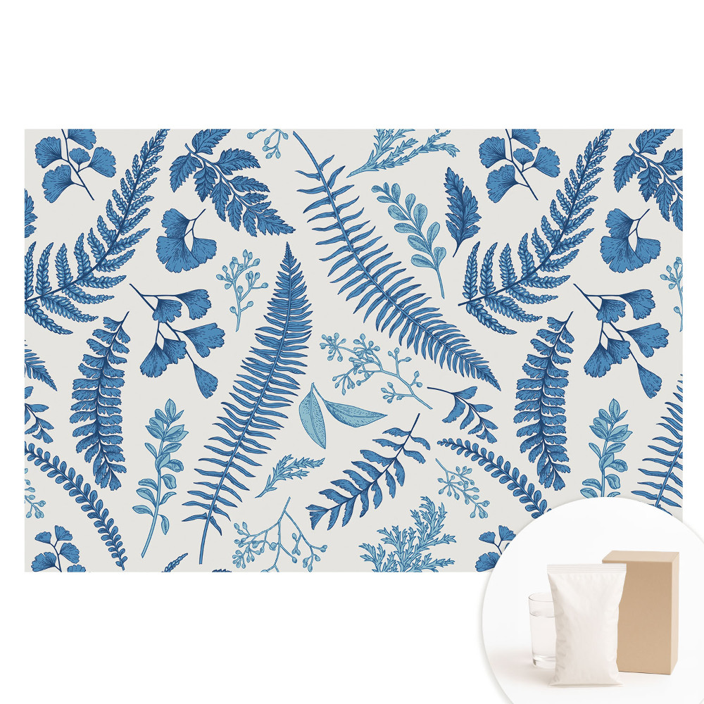 Fototapeta na netkané textilii Modré listy na bílém pozadí