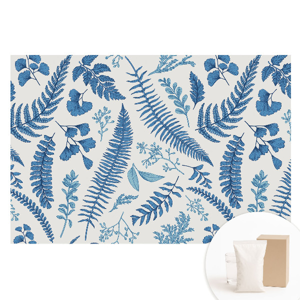 Fototapeta na netkané textilii Modré listy na bílém pozadí