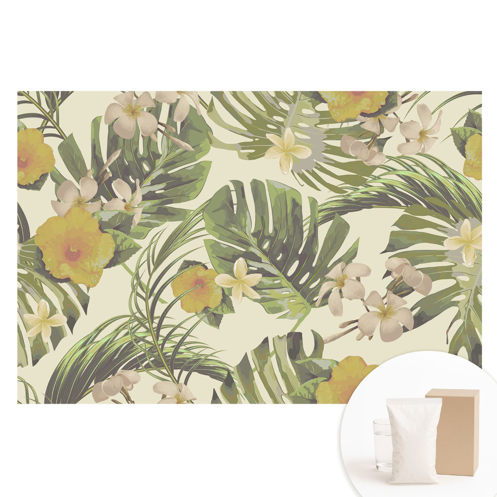 Fototapeta s potiskem na netkané textilii Tropické listy květiny exotické