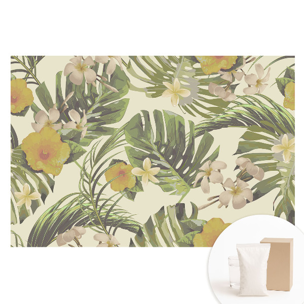 Fototapeta s potiskem na netkané textilii Tropické listy květiny exotické