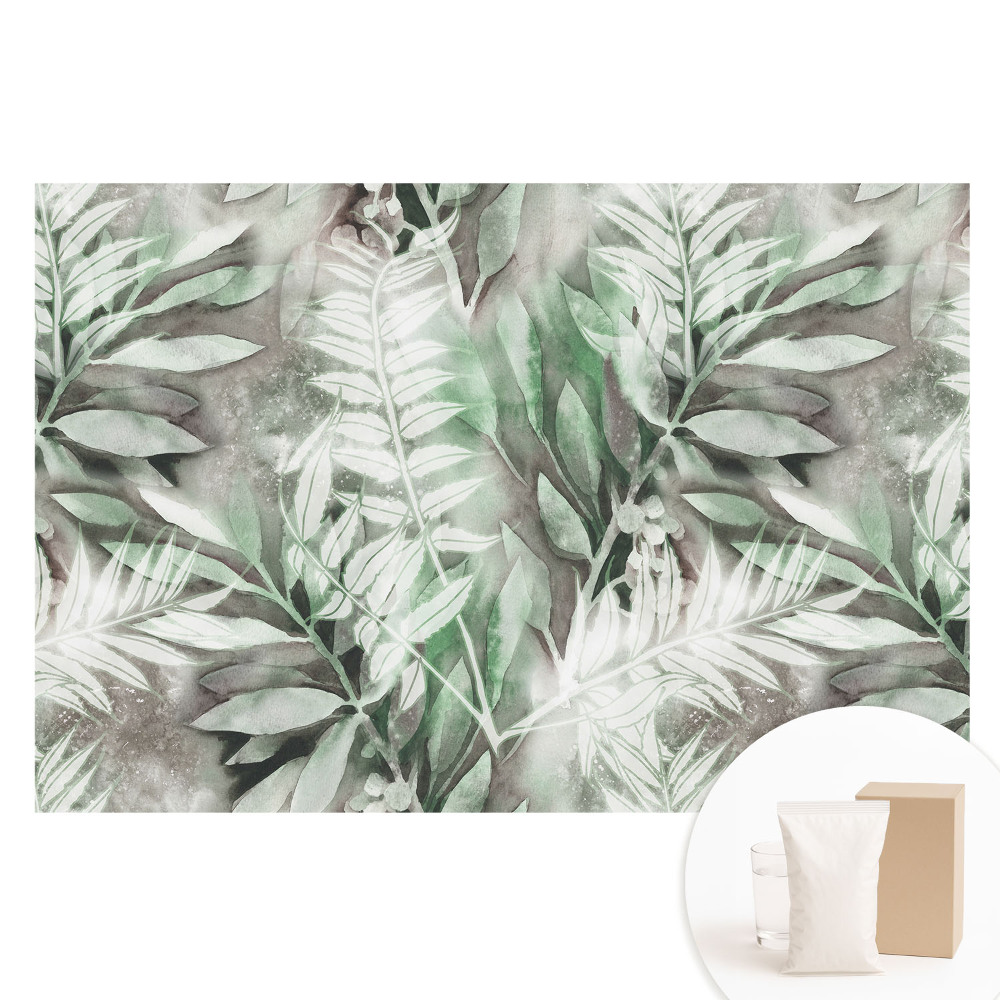 Netkaná tapeta Jemné akvarelové listy v zelené barvě.