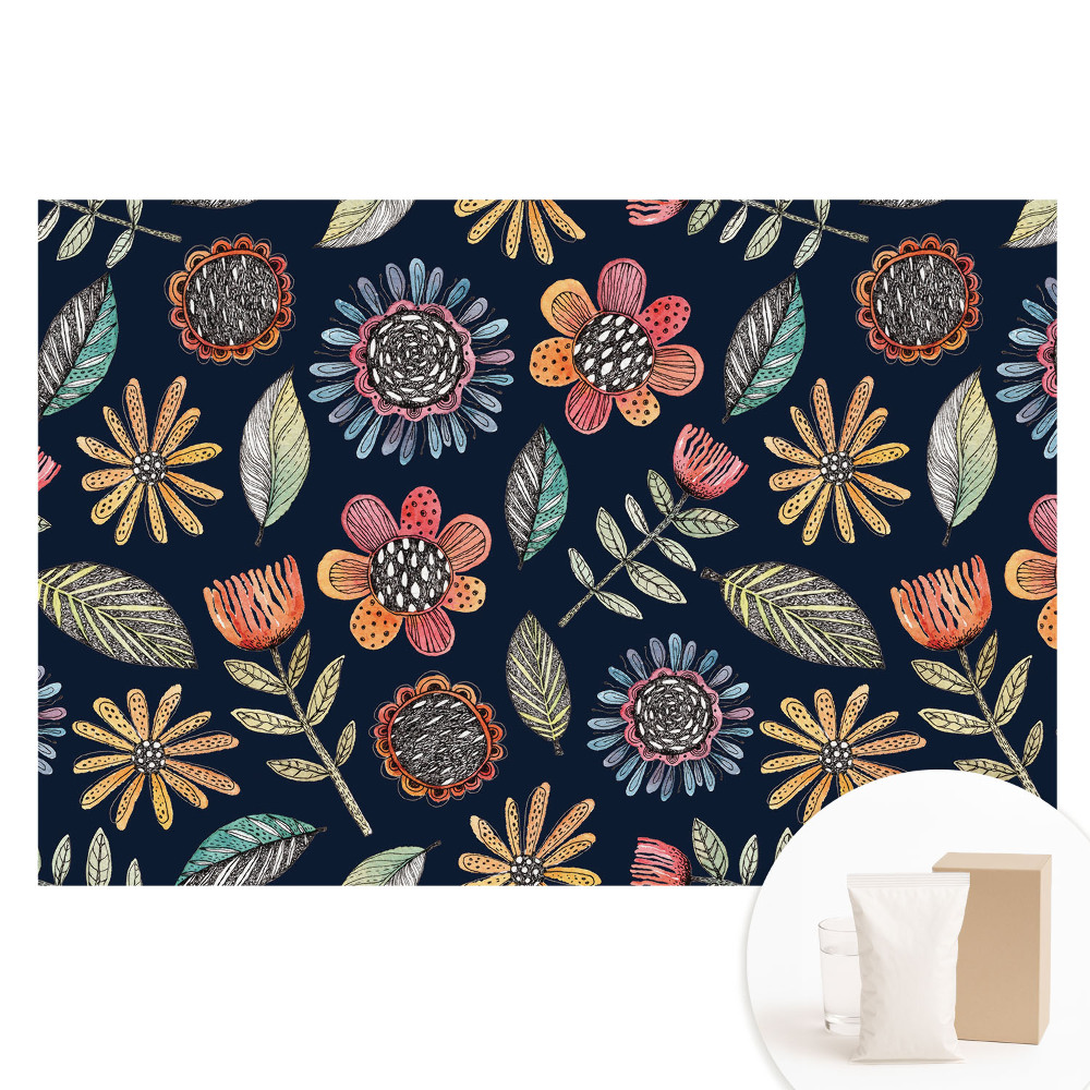 Fototapeta na netkané textilii Mozaika barevných květin a listů