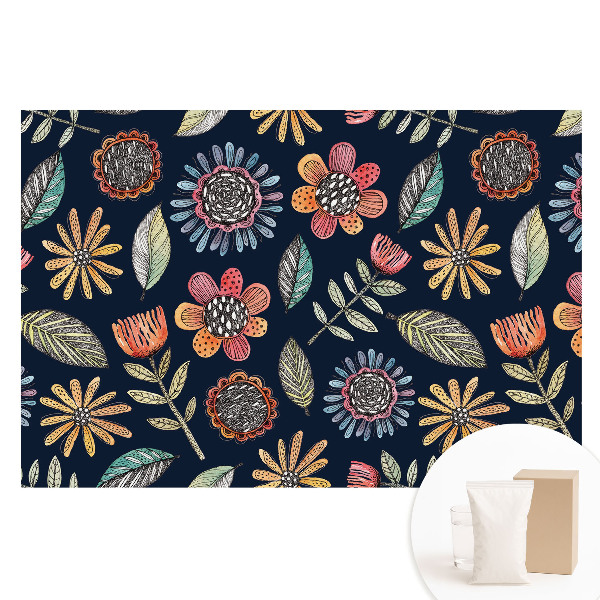 Fototapeta na netkané textilii Mozaika barevných květin a listů