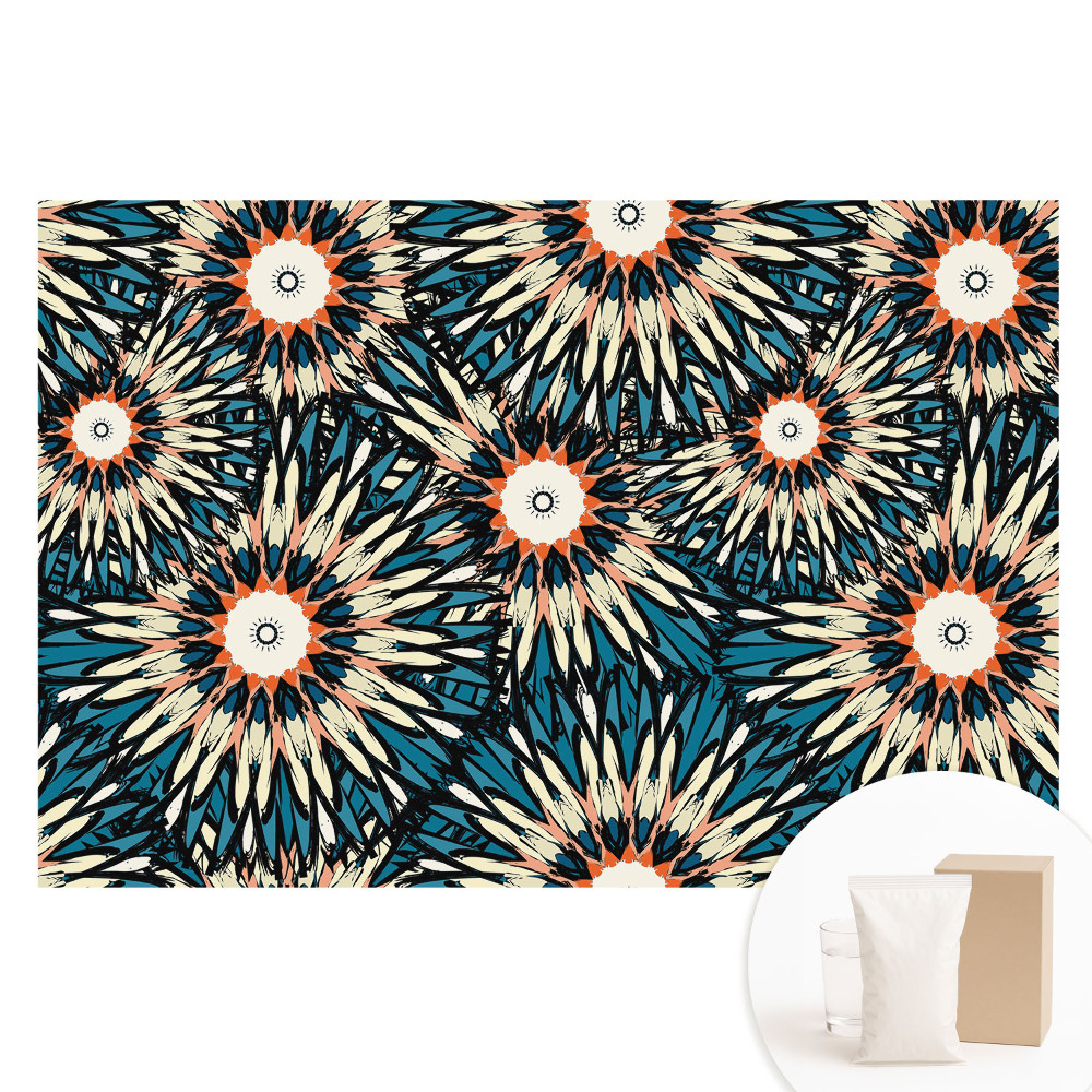 Fototapeta s potiskem na netkané textilii Energické květiny v opakující se kompozici