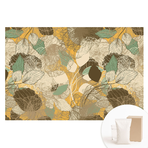 Fotografická tapeta na netkané textilii Jemné listy a květy v harmonickém vzoru