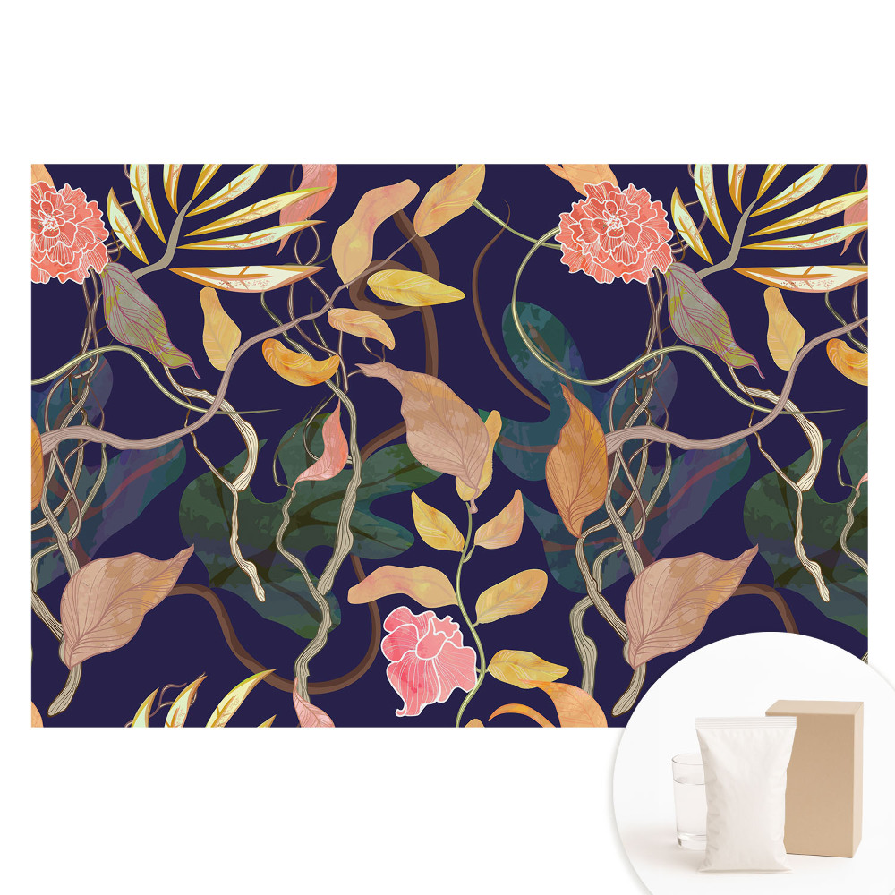 Fototapeta na netkané textilii Exotická flóra na tmavě modrém pozadí