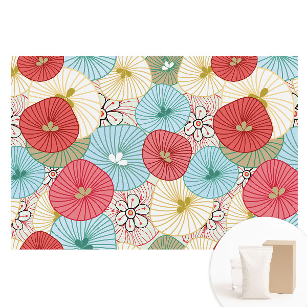 Netkaná fotografická tapeta Barevné kulaté květiny v moderním stylu