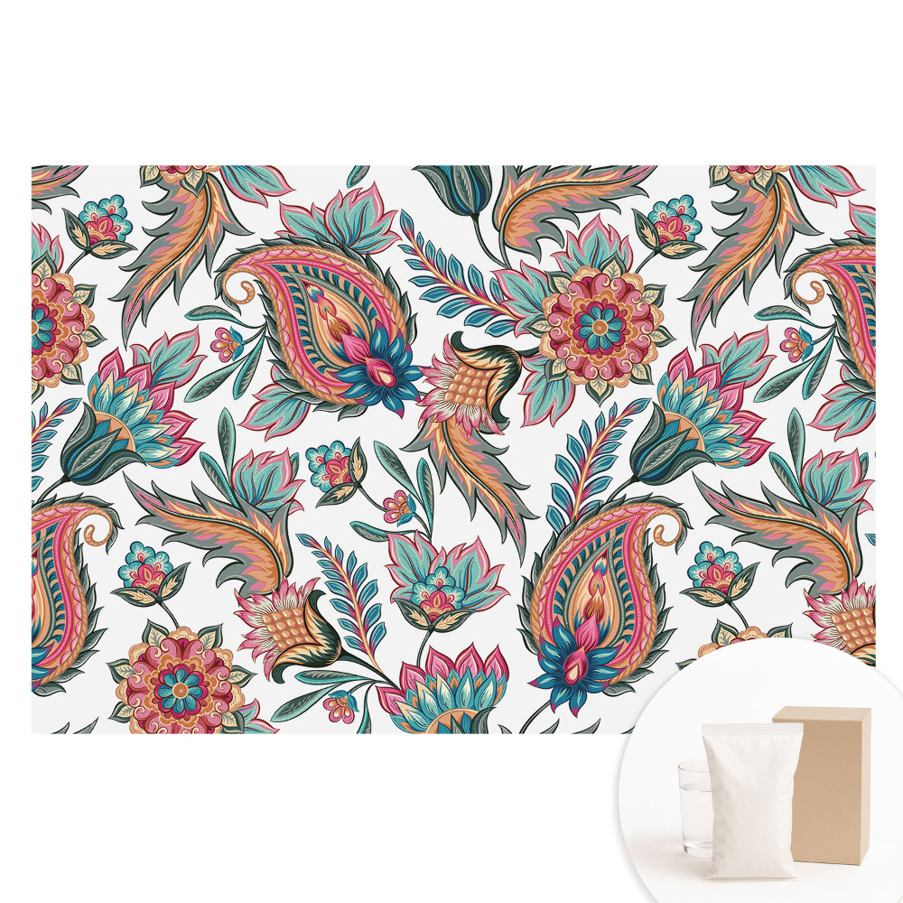 Netkaná tapeta Paisley vzor s květinami a listy