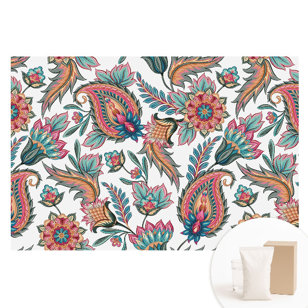 Netkaná tapeta Paisley vzor s květinami a listy