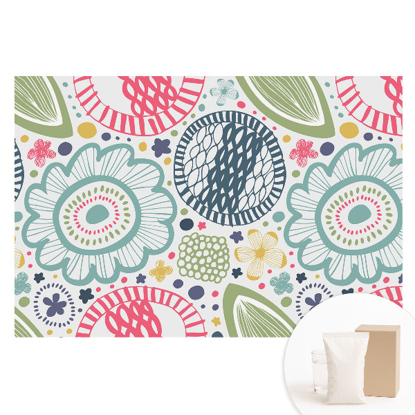 Netkaná tapeta s potiskem Moderní květinové a geometrické vzory