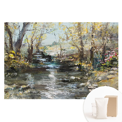 Fototapeta s potiskem na netkané textilii Malebná lesní krajina s potokem