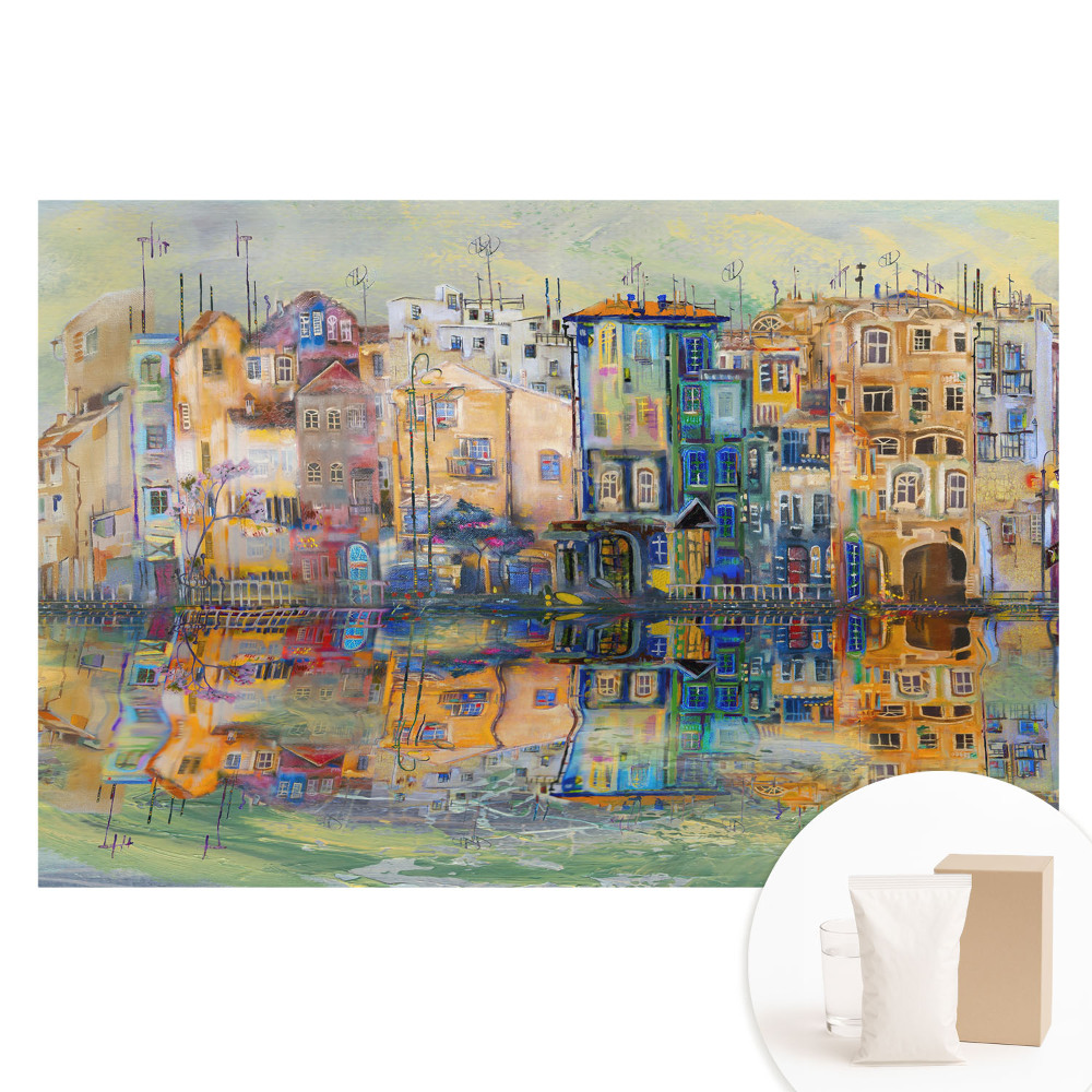 Netkaná tapeta s potiskem Barevná krajina s odrazem ve vodě