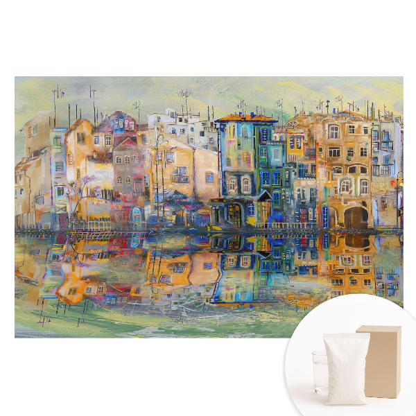 Netkaná tapeta s potiskem Barevná krajina s odrazem ve vodě