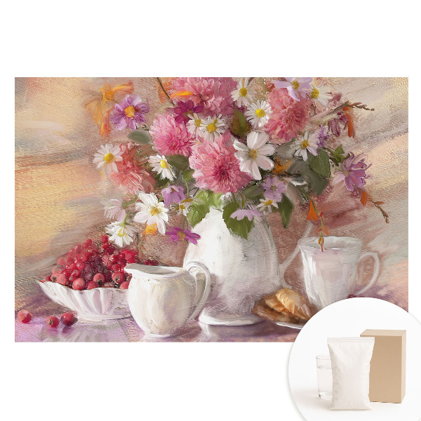 Netkaná tapeta Kytice květin s pečlivě aranžovanými doplňky