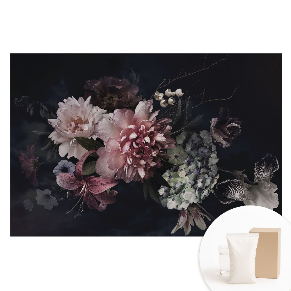 Fotografická tapeta na netkané textilii Květinová elegance na tmavém pozadí