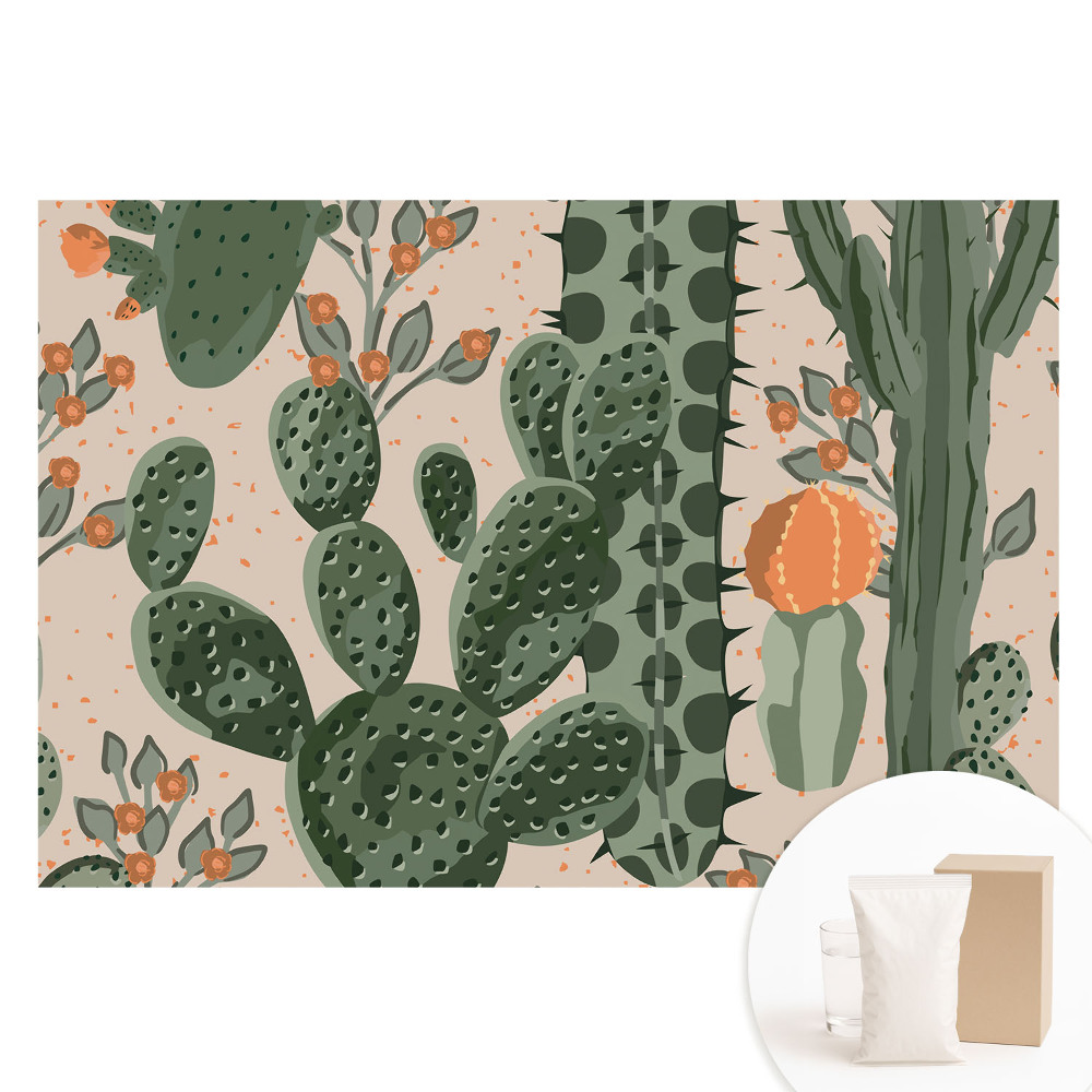 Netkaná tapeta s potiskem Moderní vzor kaktusů