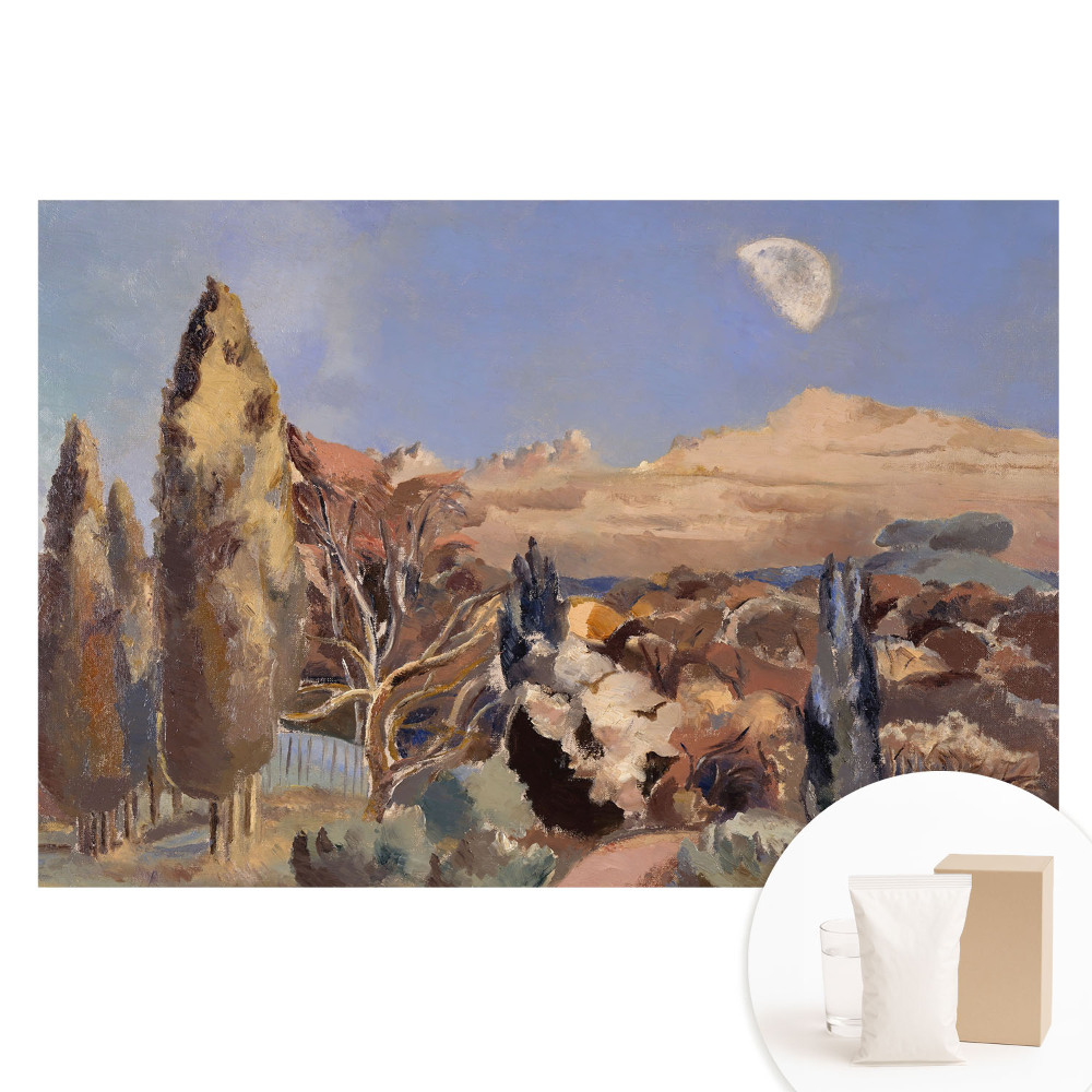 Netkaná tapeta s potiskem Malebná krajina se stromy a horami