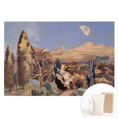 Netkaná tapeta s potiskem Malebná krajina se stromy a horami